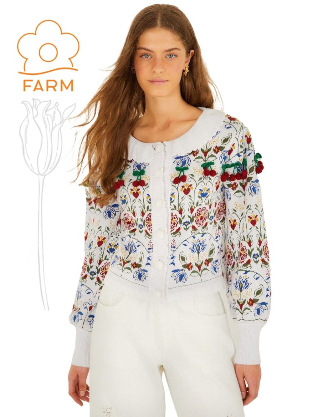 Farm Rio Stitched Garden Ainika Knit Cardigan